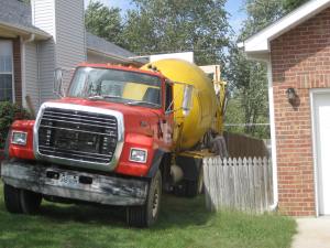 Cement truck in the yard- Sept 23, 2010